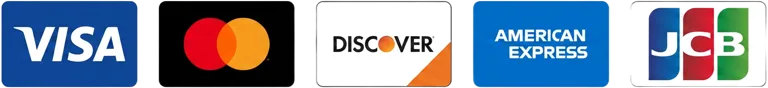 Accepted payment methods: Visa, Mastercard, Discover, American Express, JCB